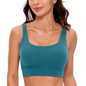 CRZ YOGA Butterluxe Womens U Back Sports Bra - Scoop Neck Padded Low Impact Yoga Clothes Workout Crop Top with Built in Pads