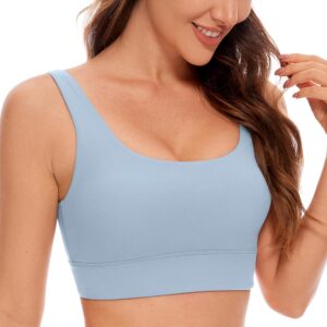 CRZ YOGA Butterluxe Womens U Back Sports Bra - Scoop Neck Padded Low Impact Yoga Clothes Workout Crop Top with Built in Pads