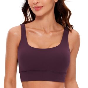 CRZ YOGA Butterluxe Womens U Back Sports Bra - Scoop Neck Padded Low Impact Yoga Clothes Workout Crop Top with Built in Pads