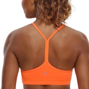 CRZ YOGA Butterluxe Womens Y Back Sports Bra - Padded Racerback Low Impact Spaghetti Thin Strap Workout Yoga Top