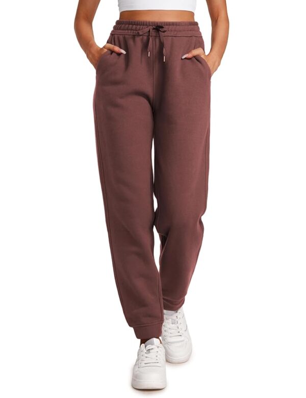 CRZ YOGA Cotton Fleece Lined Sweatpants Women High Waisted Warm Casual Lounge Jogger Pants with Pockets