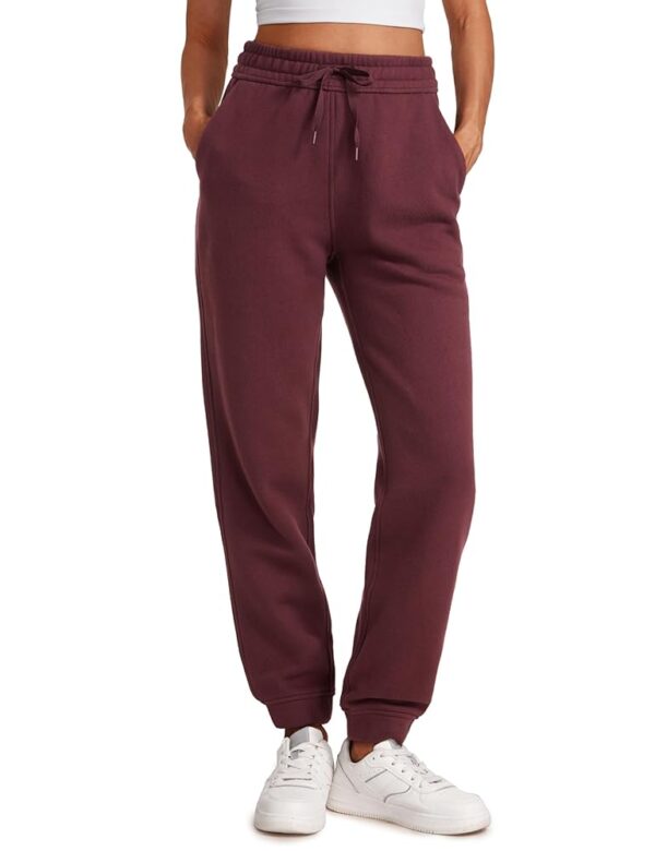 CRZ YOGA Cotton Fleece Lined Sweatpants Women High Waisted Warm Casual Lounge Jogger Pants with Pockets