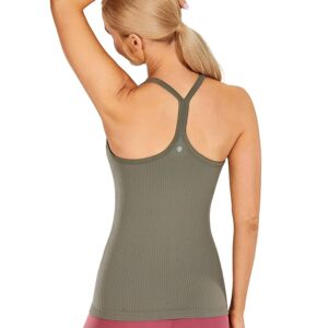 CRZ YOGA Seamless Workout Tank Tops for Women Racerback Athletic Camisole Sports Shirts with Built in Bra