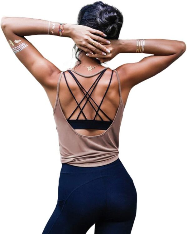 OYANUS Womens Summer Workout Tops Sexy Backless Yoga Shirts Open Back Activewear Running Sports Gym Tank Tops