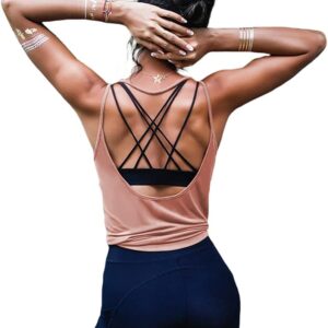 OYANUS Womens Summer Workout Tops Sexy Backless Yoga Shirts Open Back Activewear Running Sports Gym Tank Tops