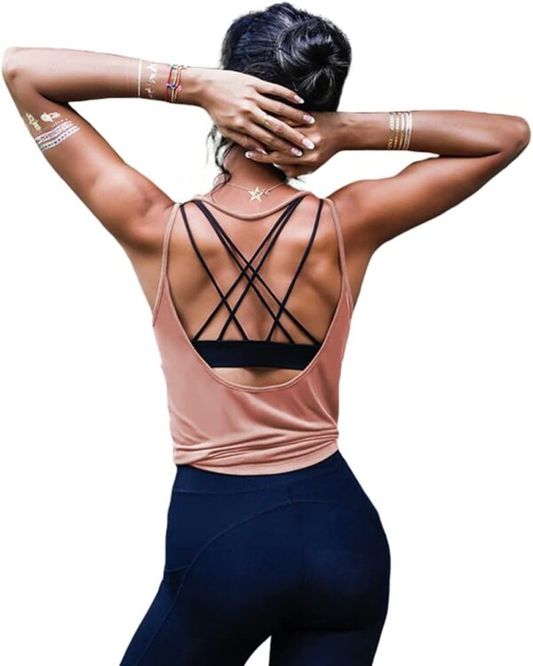 OYANUS Womens Summer Workout Tops Sexy Backless Yoga Shirts Open Back Activewear Running Sports Gym Tank Tops