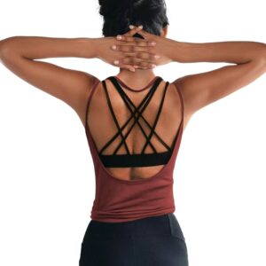 OYANUS Womens Summer Workout Tops Sexy Backless Yoga Shirts Open Back Activewear Running Sports Gym Tank Tops