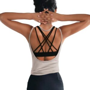 OYANUS Womens Summer Workout Tops Sexy Backless Yoga Shirts Open Back Activewear Running Sports Gym Tank Tops