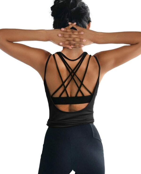 OYANUS Womens Summer Workout Tops Sexy Backless Yoga Shirts Open Back Activewear Running Sports Gym Tank Tops