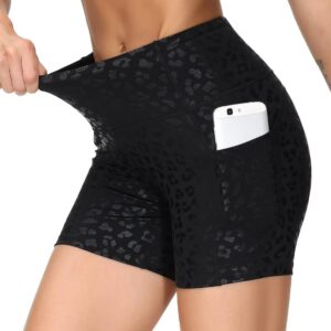 THE GYM PEOPLE High Waist Yoga Shorts for Women's Tummy Control Fitness Athletic Workout Running Shorts with Deep Pockets