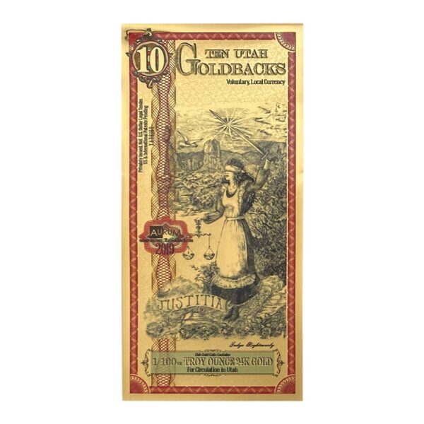 10 Utah Goldback - Aurum Gold Foil Note (24k) - amazonmegawarehouse.com