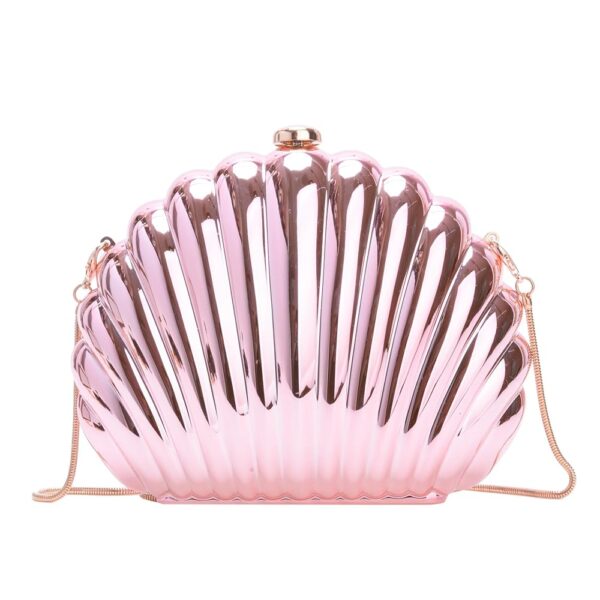 Glitter Seashell Evening Clutch Purse Mini Chain Shoulder Bag Acrylic Shell Pearl Crossbody Bag - amazonmegawarehouse.com