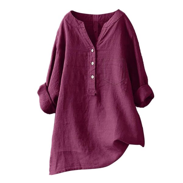 Linen Shirts for Women 2025 Spring Summer Plus Size Long Sleeve Tops Dressy Casual Loose Comfy Work Gauze Blouses - amazonmegawarehouse.com